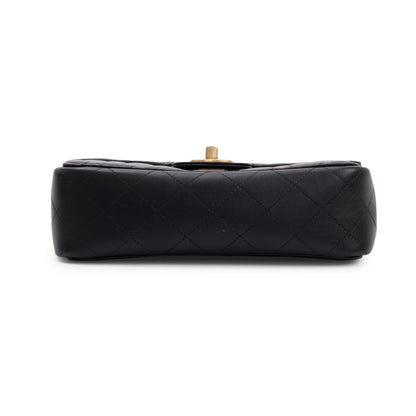 Chanel 2020 Small Black Lambskin Strap Into Flap Bag