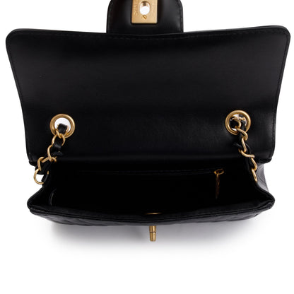 Chanel 2020 Small Black Lambskin Strap Into Flap Bag