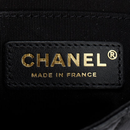 Chanel 2020 Small Black Lambskin Strap Into Flap Bag