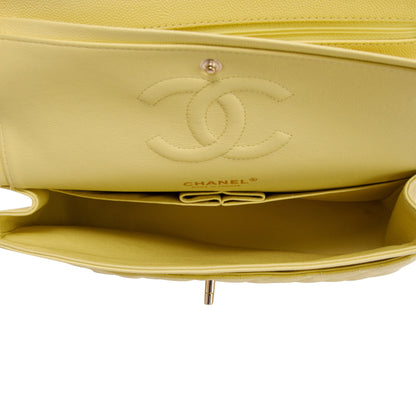 Chanel 2020 Yellow Caviar Classic Medium Double Flap Bag