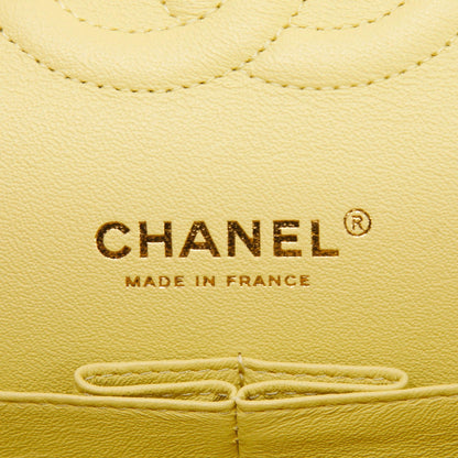 Chanel 2020 Yellow Caviar Classic Medium Double Flap Bag