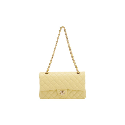 Chanel 2020 Yellow Caviar Classic Medium Double Flap Bag