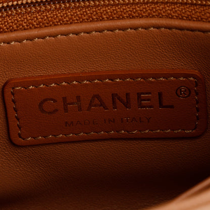 Chanel 2021 Beige Quilted Caviar Leather Mini Coco Top Handle Flap Bag