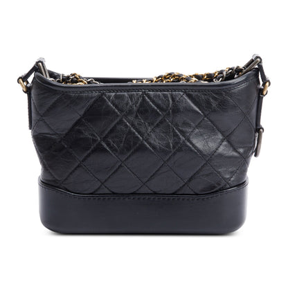 Chanel 2021 Black Aged Calfskin Leather Small Gabrielle Hobo