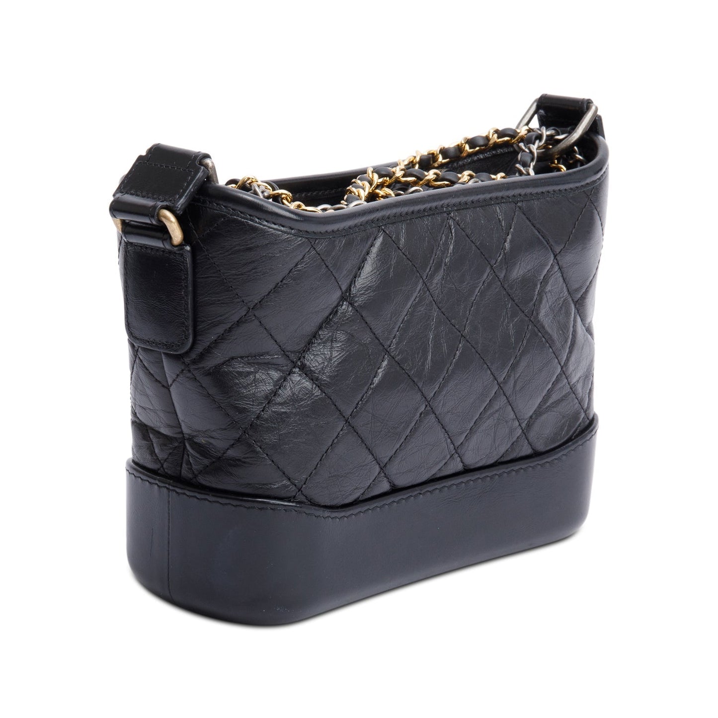 Chanel 2021 Black Aged Calfskin Leather Small Gabrielle Hobo