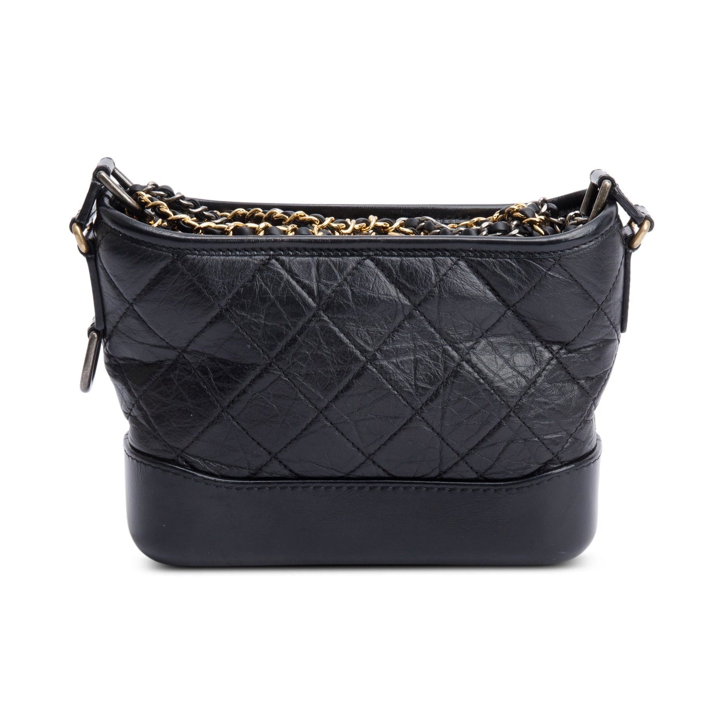 Chanel 2021 Black Aged Calfskin Leather Small Gabrielle Hobo