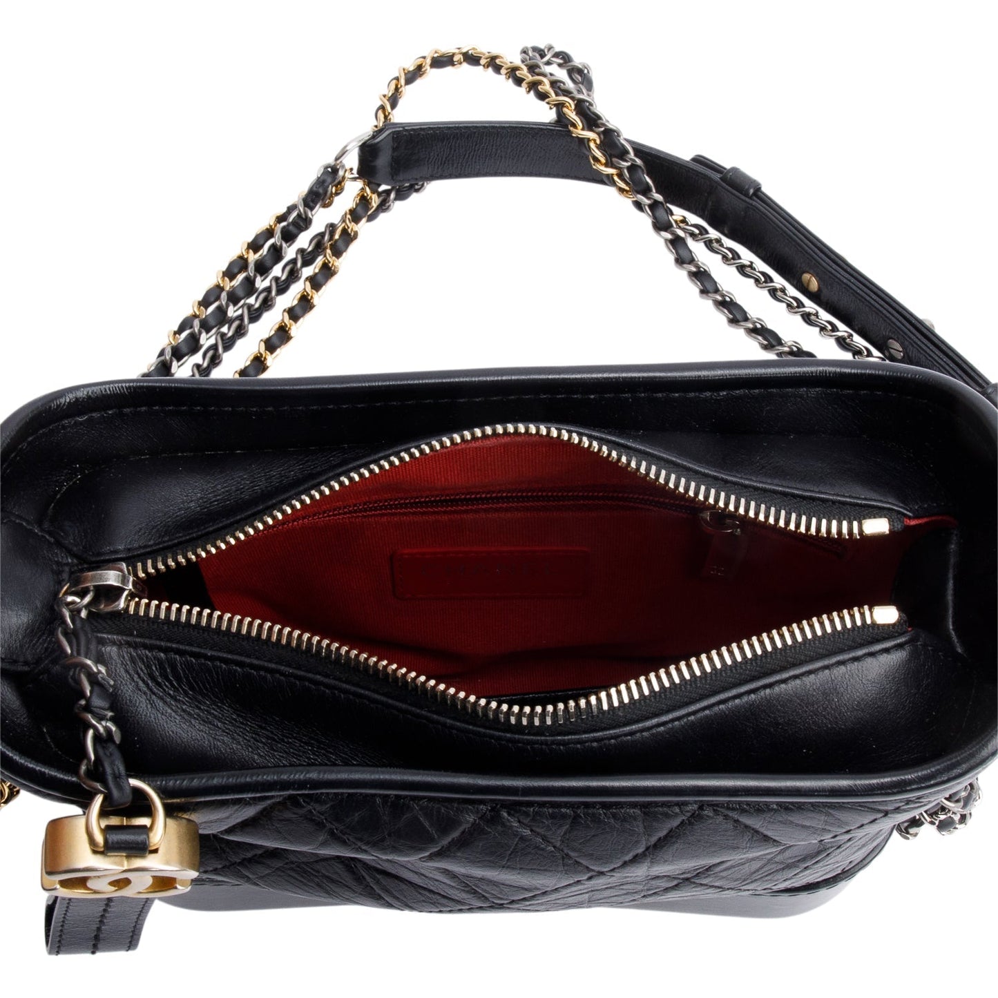 Chanel 2021 Black Aged Calfskin Leather Small Gabrielle Hobo