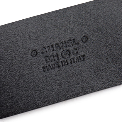 Chanel 2021 Black Calfskin Leather Strass CC Buckle Belt 70 28