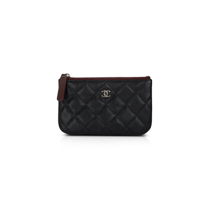 Chanel 2021 Black Caviar Classic Mini Zip Pouch
