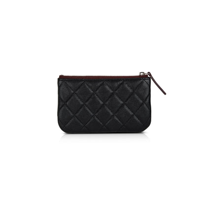Chanel 2021 Black Caviar Classic Mini Zip Pouch