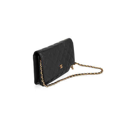 Chanel 2021 Black Caviar Classic Wallet on Chain