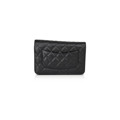 Chanel 2021 Black Caviar Classic Wallet on Chain