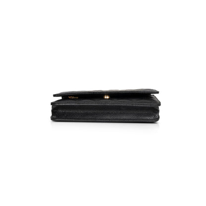 Chanel 2021 Black Caviar Classic Wallet on Chain