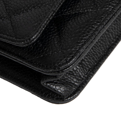 Chanel 2021 Black Caviar Classic Wallet on Chain