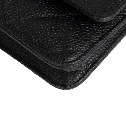 Chanel 2021 Black Caviar Classic Wallet on Chain