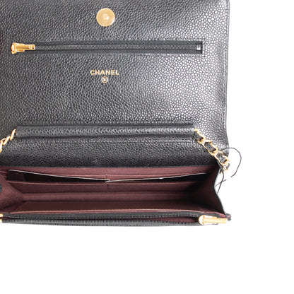 Chanel 2021 Black Caviar Classic Wallet on Chain