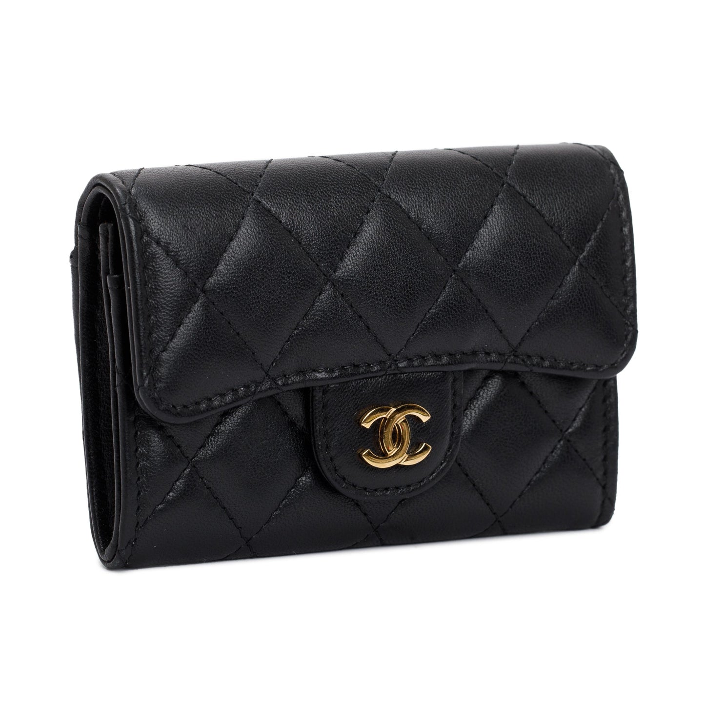 Chanel 2021 Black Caviar Leather Classic Flap Card Holder
