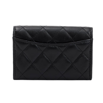 Chanel 2021 Black Caviar Leather Classic Flap Card Holder