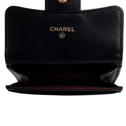 Chanel 2021 Black Caviar Leather Classic Flap Card Holder