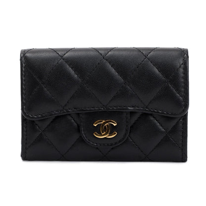 Chanel 2021 Black Caviar Leather Classic Flap Card Holder