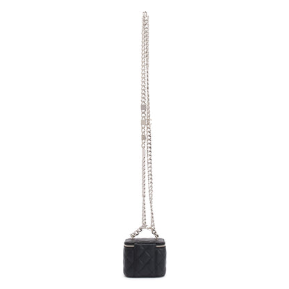Chanel 2021 Black Caviar Leather Mini Coco Vanity Case
