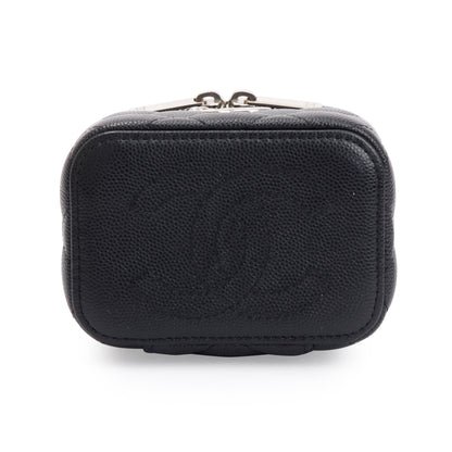Chanel 2021 Black Caviar Leather Mini Coco Vanity Case