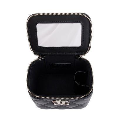 Chanel 2021 Black Caviar Leather Mini Coco Vanity Case