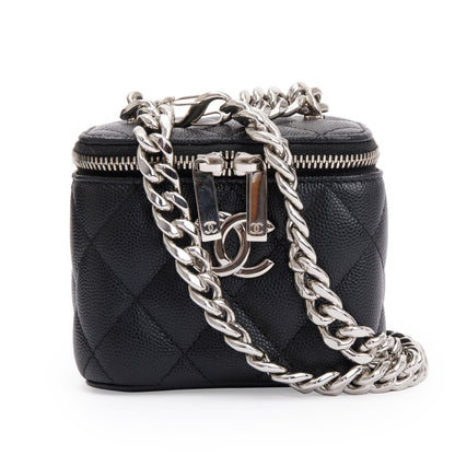 Chanel 2021 Black Caviar Leather Mini Coco Vanity Case