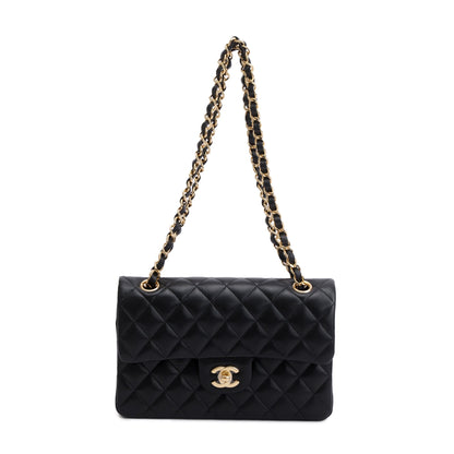 Chanel 2021 Black Lambskin Classic Small Double Flap Bag