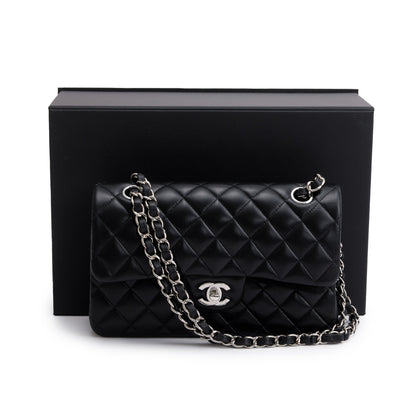 Chanel 2021 Black Lambskin Classic Small Double Flap Bag