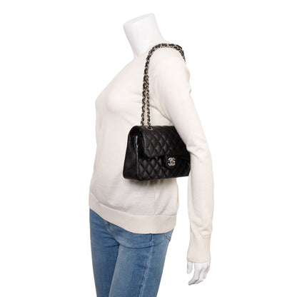Chanel 2021 Black Lambskin Classic Small Double Flap Bag