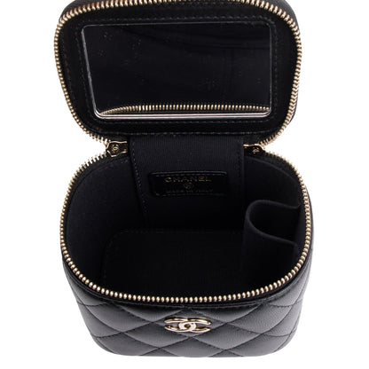 Chanel 2021 Black Lambskin Leather Mini Vanity Case