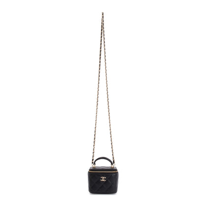 Chanel 2021 Black Lambskin Leather Mini Vanity Case
