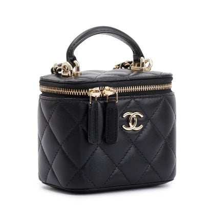 Chanel 2021 Black Lambskin Leather Mini Vanity Case