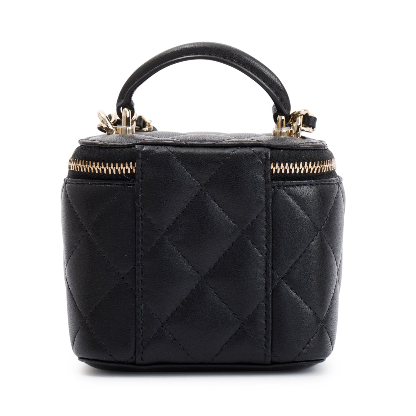 Chanel 2021 Black Lambskin Leather Mini Vanity Case