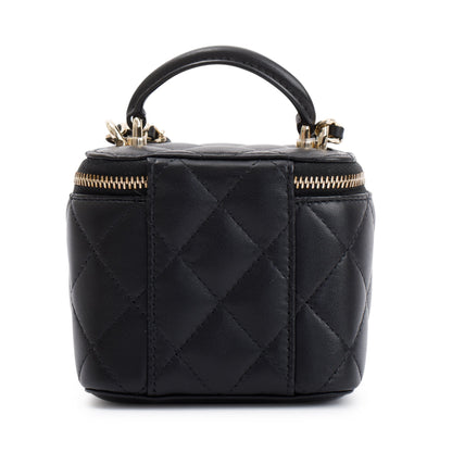 Chanel 2021 Black Lambskin Leather Mini Vanity Case