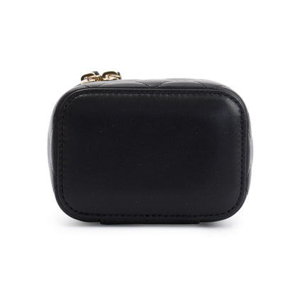 Chanel 2021 Black Lambskin Leather Mini Vanity Case