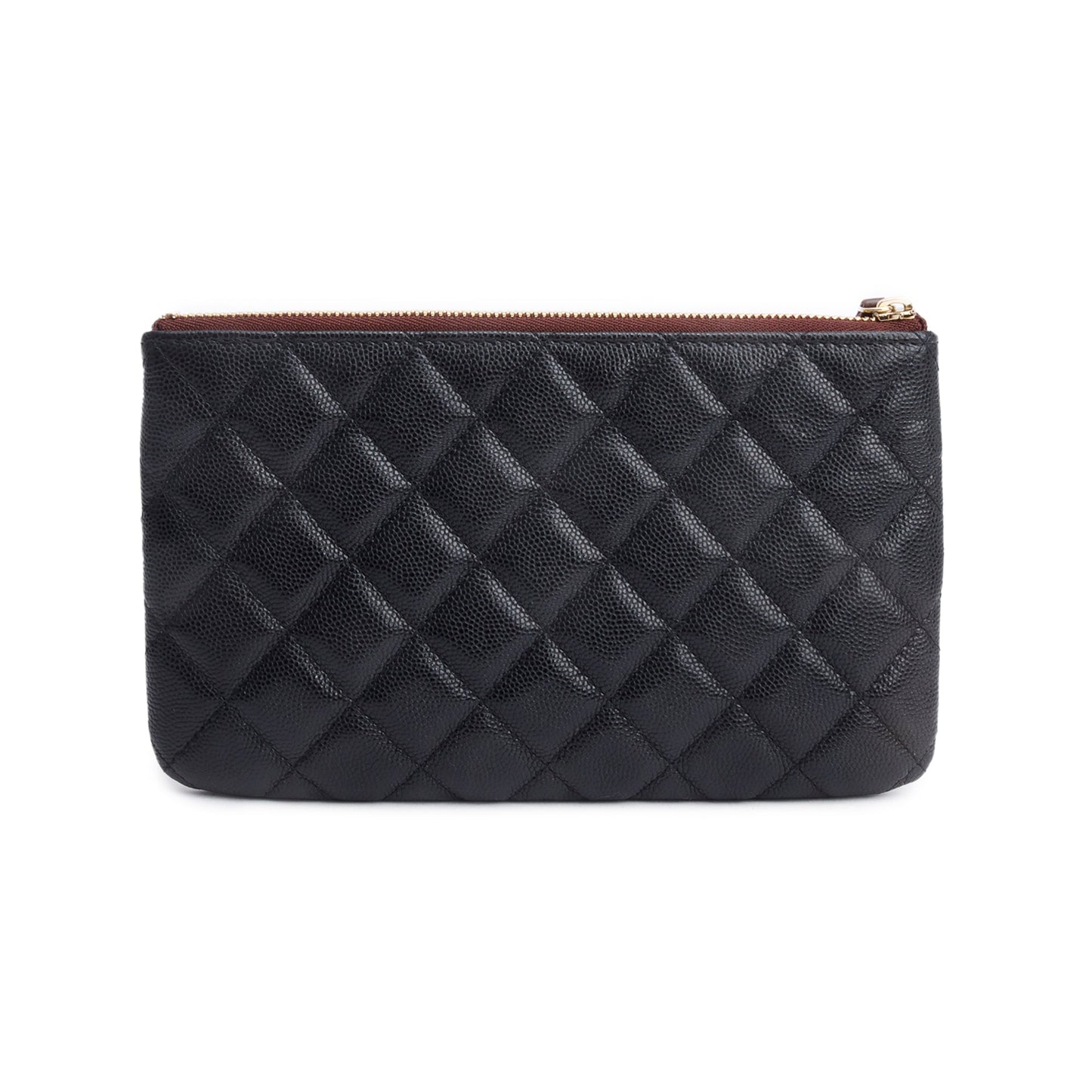 Chanel 2021 Black Quilted Caviar Leather Classic Zipped Pouch
