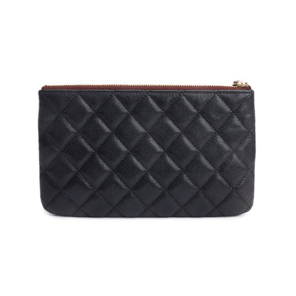 Chanel 2021 Black Quilted Caviar Leather Classic Zipped Pouch