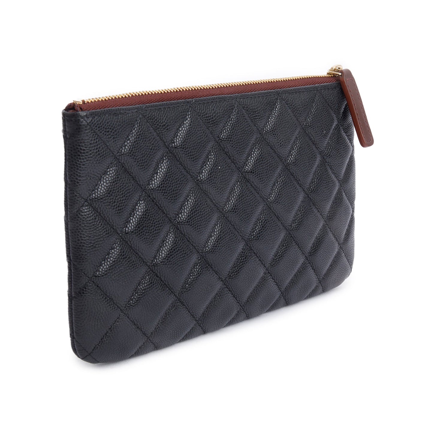 Chanel 2021 Black Quilted Caviar Leather Classic Zipped Pouch
