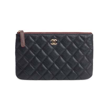 Chanel 2021 Black Quilted Caviar Leather Classic Zipped Pouch