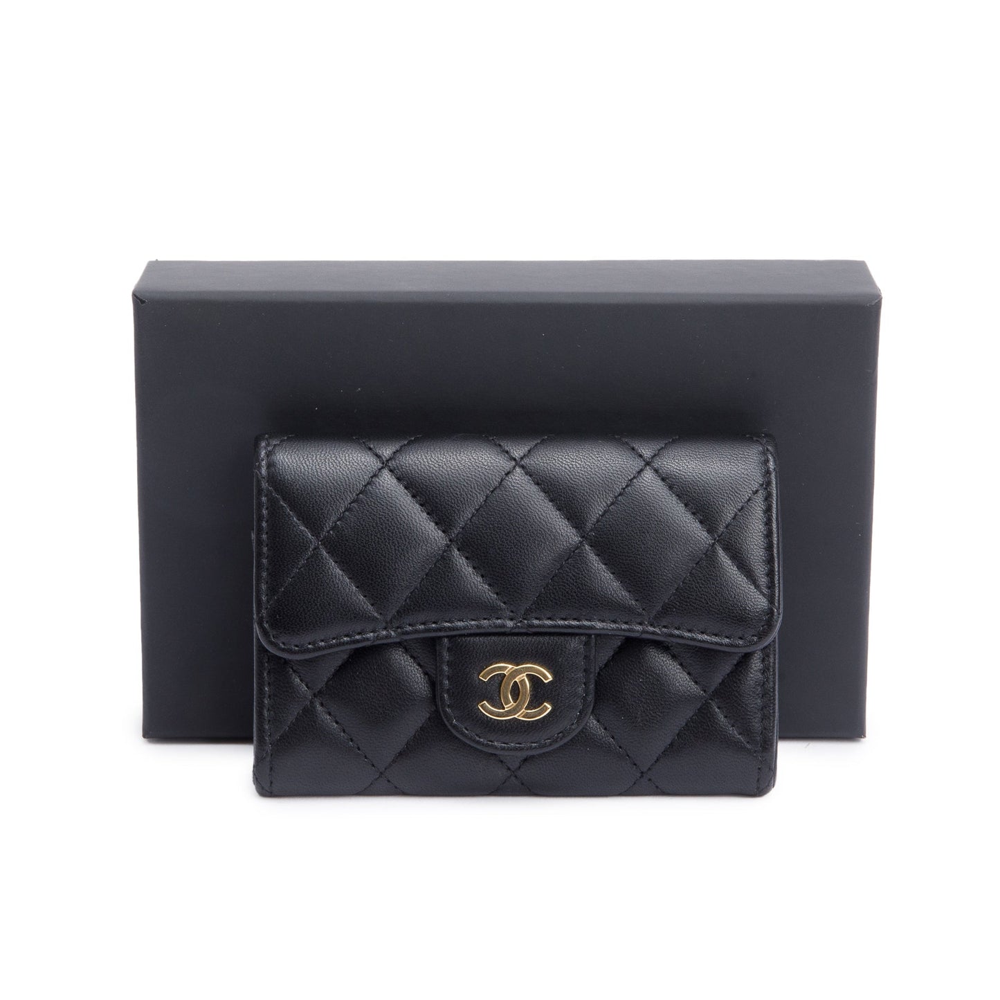 Chanel 2021 Black Quilted Lambskin Leather Classic Flap Card Holder