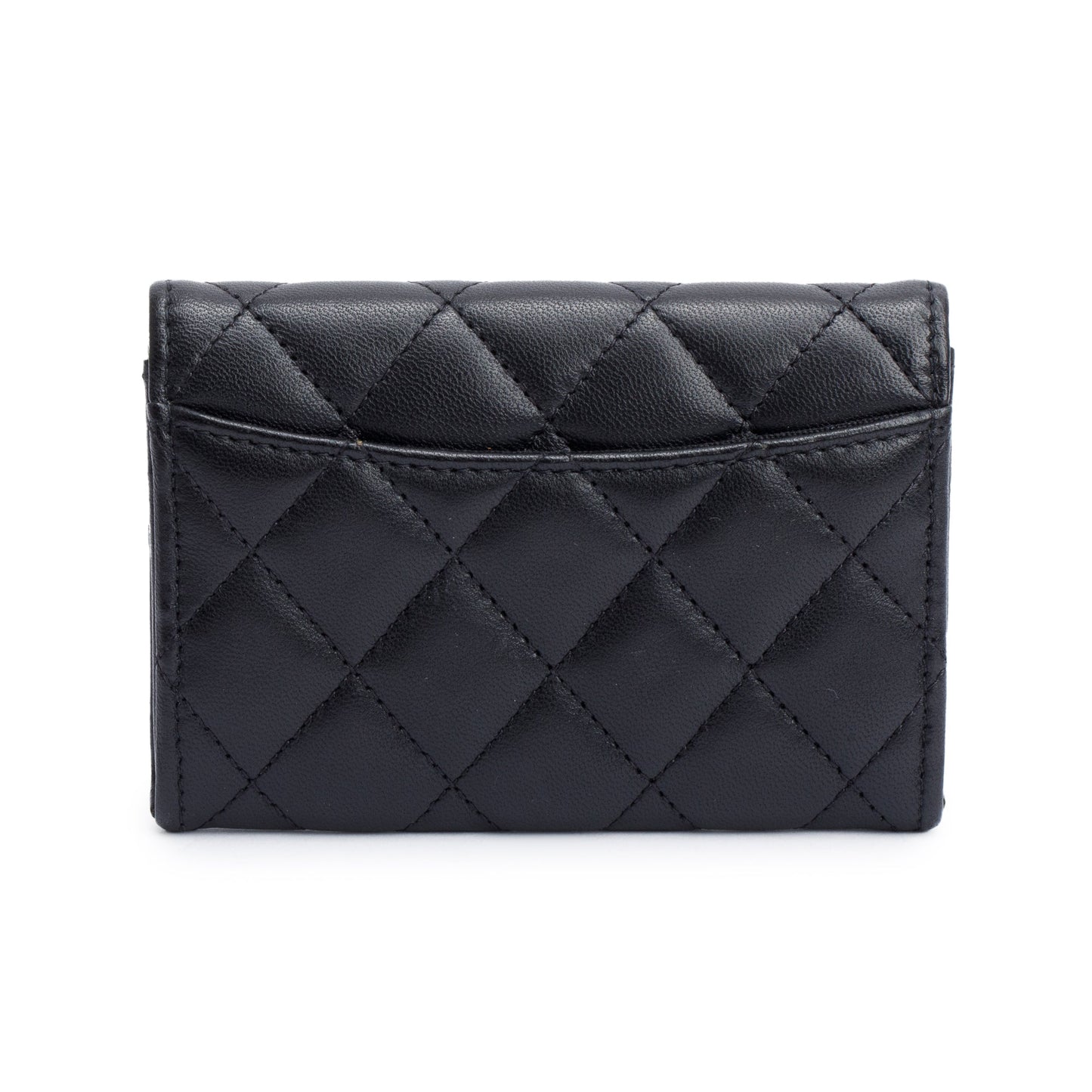 Chanel 2021 Black Quilted Lambskin Leather Classic Flap Card Holder