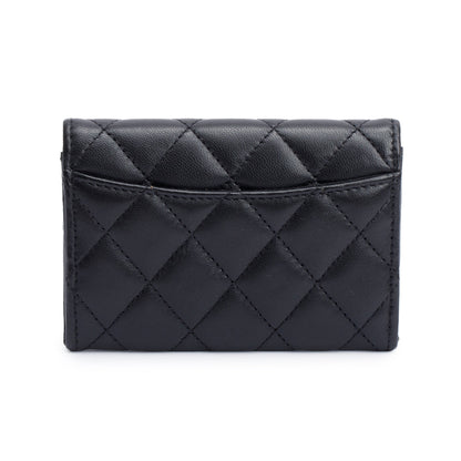 Chanel 2021 Black Quilted Lambskin Leather Classic Flap Card Holder