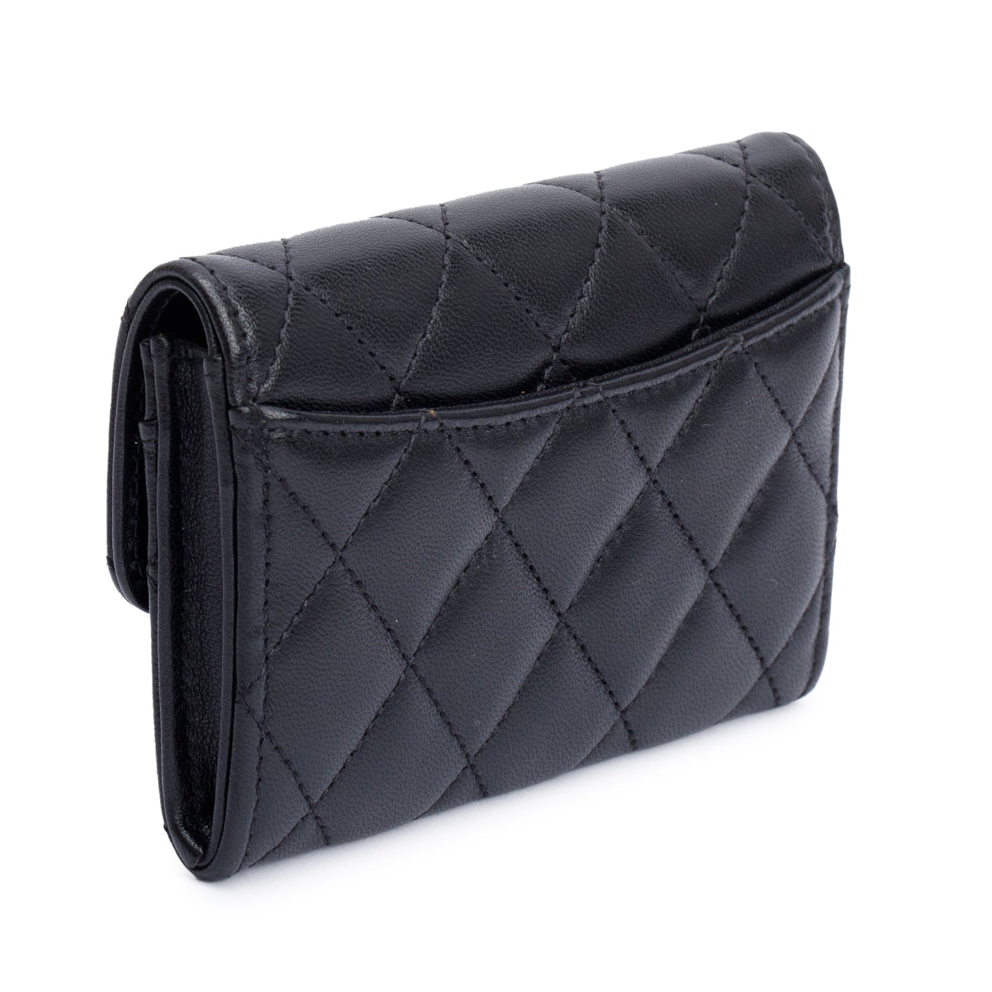 Chanel 2021 Black Quilted Lambskin Leather Classic Flap Card Holder