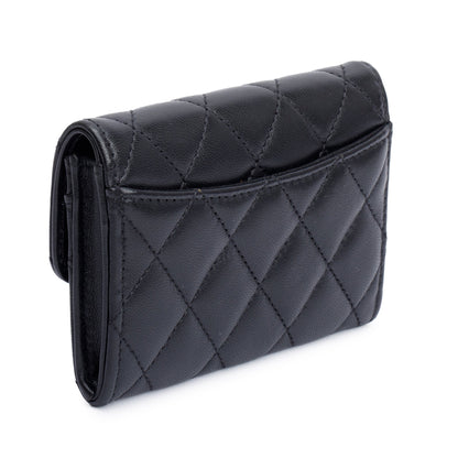 Chanel 2021 Black Quilted Lambskin Leather Classic Flap Card Holder