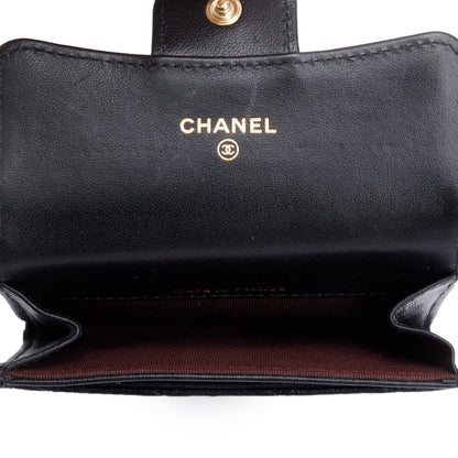 Chanel 2021 Black Quilted Lambskin Leather Classic Flap Card Holder