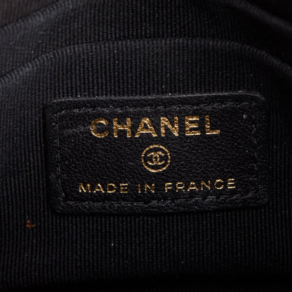 Chanel 2021 Black Quilted Lambskin Leather Mini Top Handle Clutch on Chain