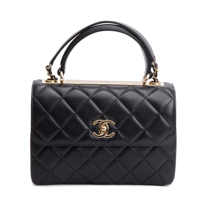 Chanel 2021 Black Quilted Lambskin Trendy CC Small Top Handle Flap Bag