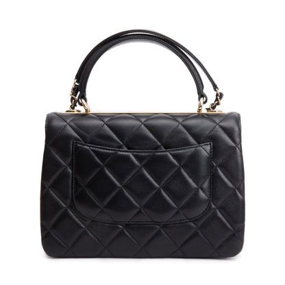 Chanel 2021 Black Quilted Lambskin Trendy CC Small Top Handle Flap Bag